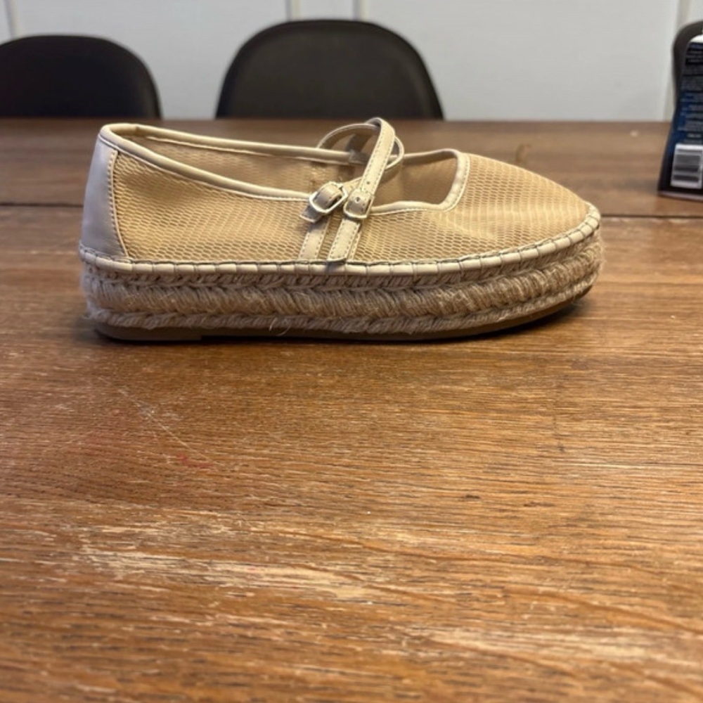 Tan Espadrille Flats with Strap Aldo
